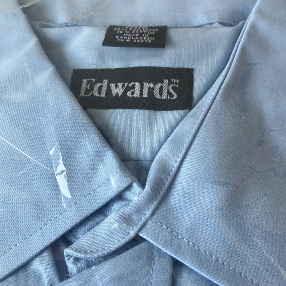 Edwards: Light Blue Long Sleeve Buttom down shirt- L (neck 16-16.5) - Picture 8 of 16